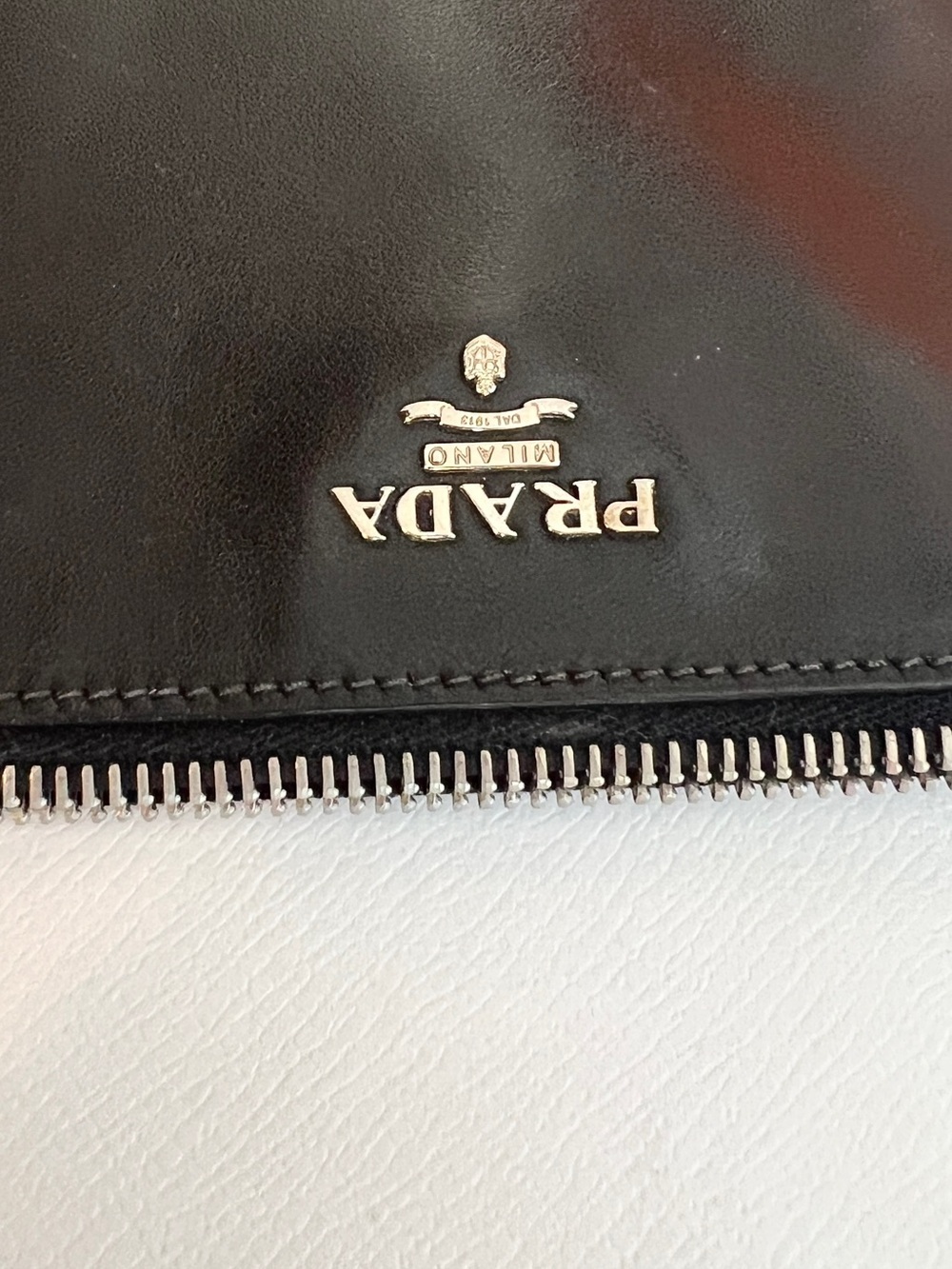 Prada Black & Silver Leather wristlet/pouch beige suede inside. 🌟Offers welcome! - Picture 9 of 14